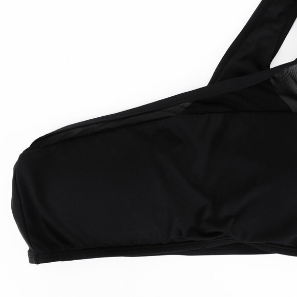 La Blanca Mesh One‎ Shoulder Black Bikini Top Swimsuit Sheer Asymmetric Small - Picture 6 of 8